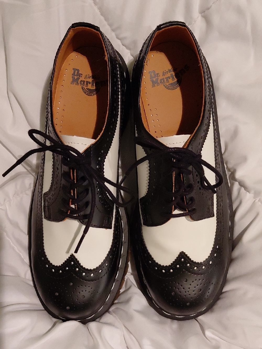 Dr. Martens Black and White Brogue Oxford Shoes